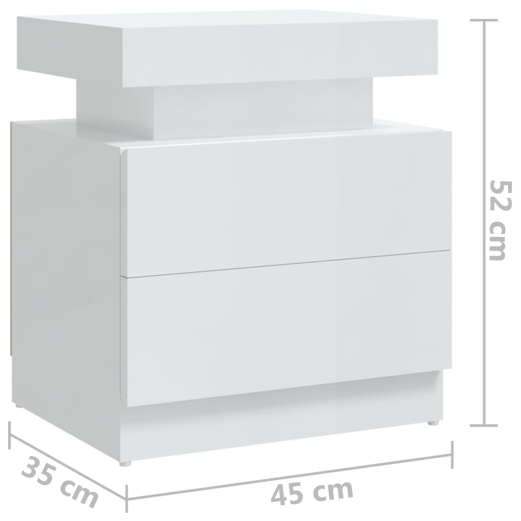 Bedside Cabinet High Gloss White 45x35x52 cm Engineered Wood