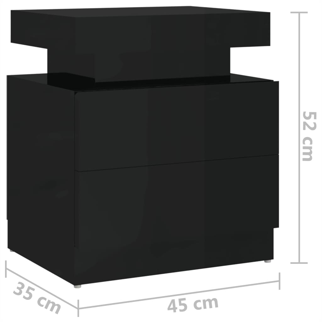 Bedside Cabinet High Gloss Black 45x35x52 cm Engineered Wood