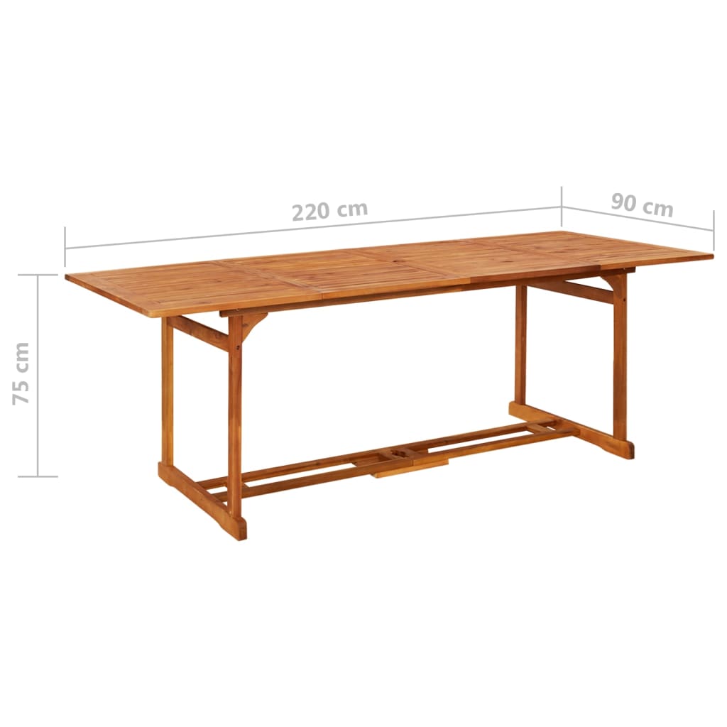 Garden Dining Table 220x90x75 cm Solid Acacia Wood