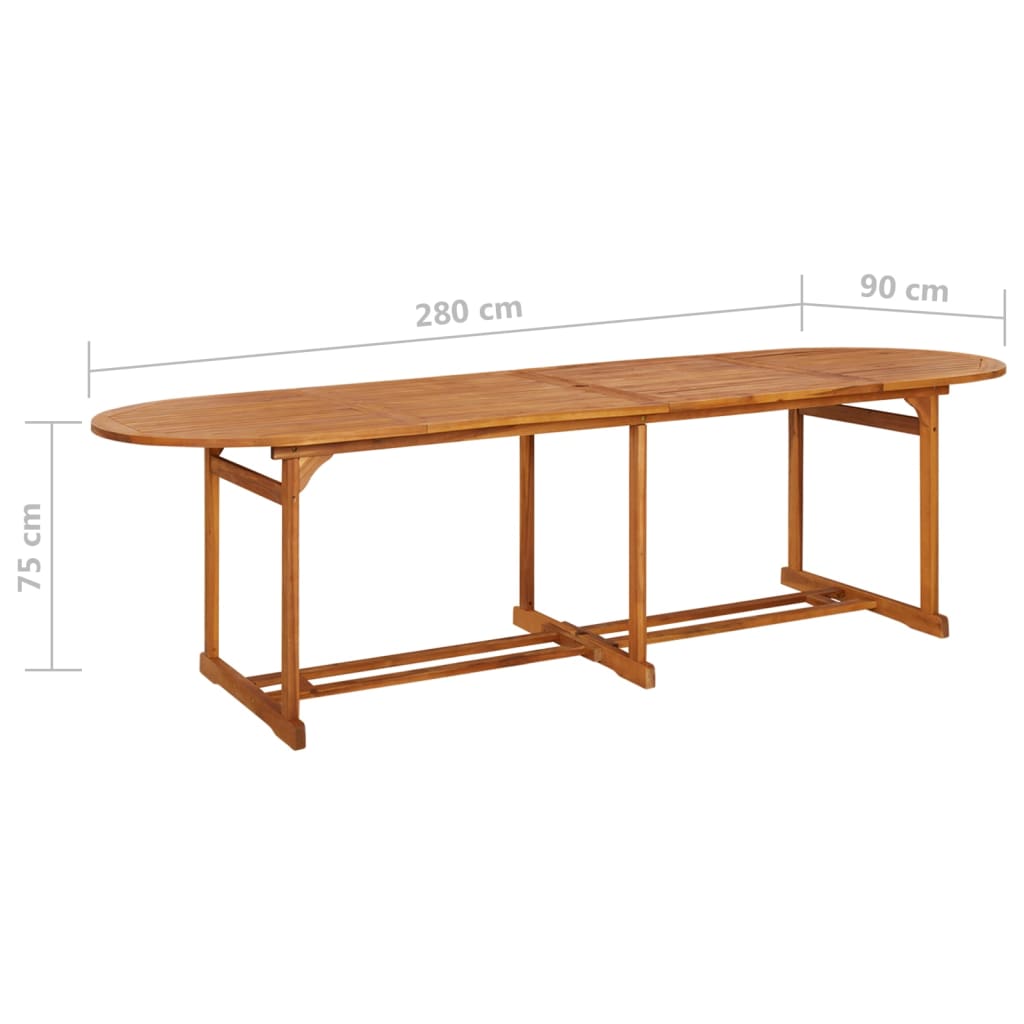 Garden Dining Table 280x90x75 cm Solid Acacia Wood