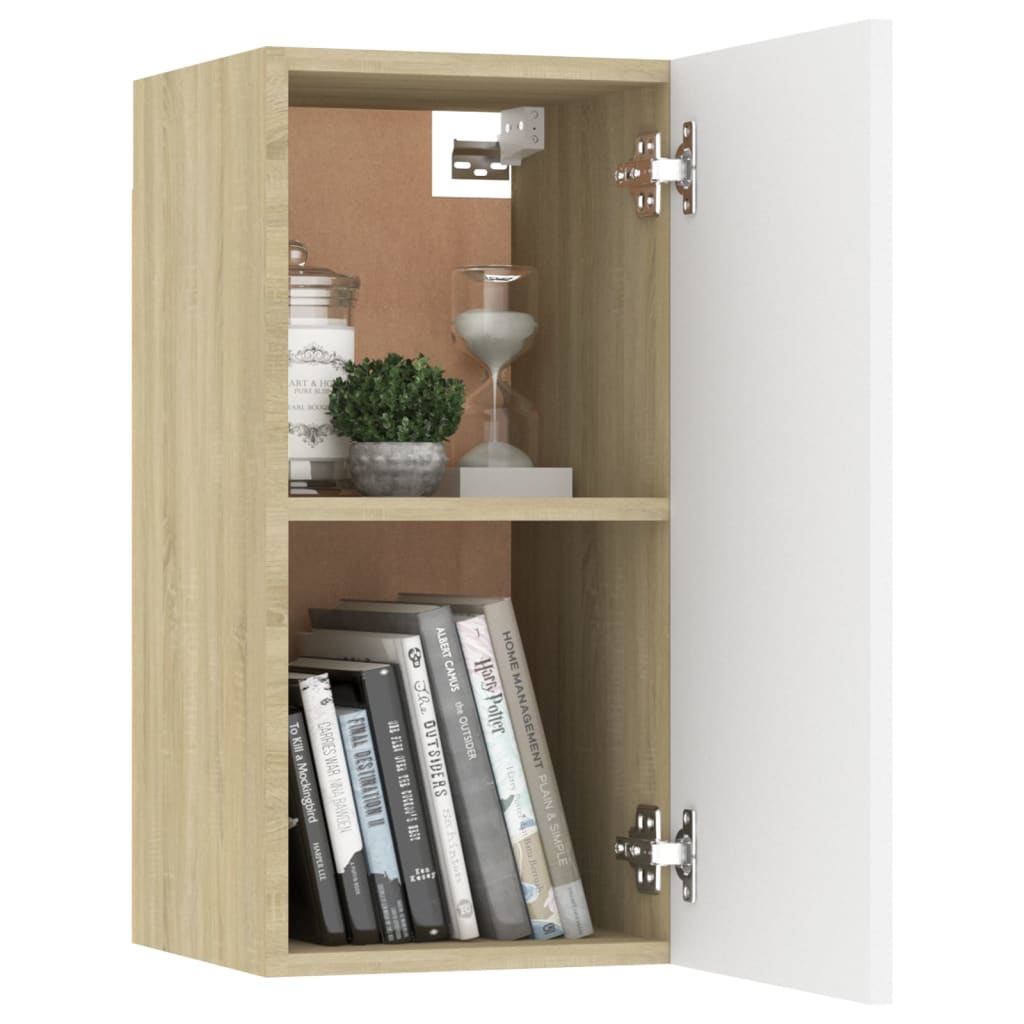 TV Cabinets 2 pcs White and Sonoma Oak 30.5x30x60 cm Engineered Wood