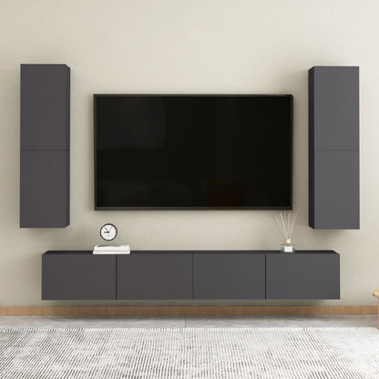 TV Cabinets 2 pcs Grey 30.5x30x110 cm Engineered Wood