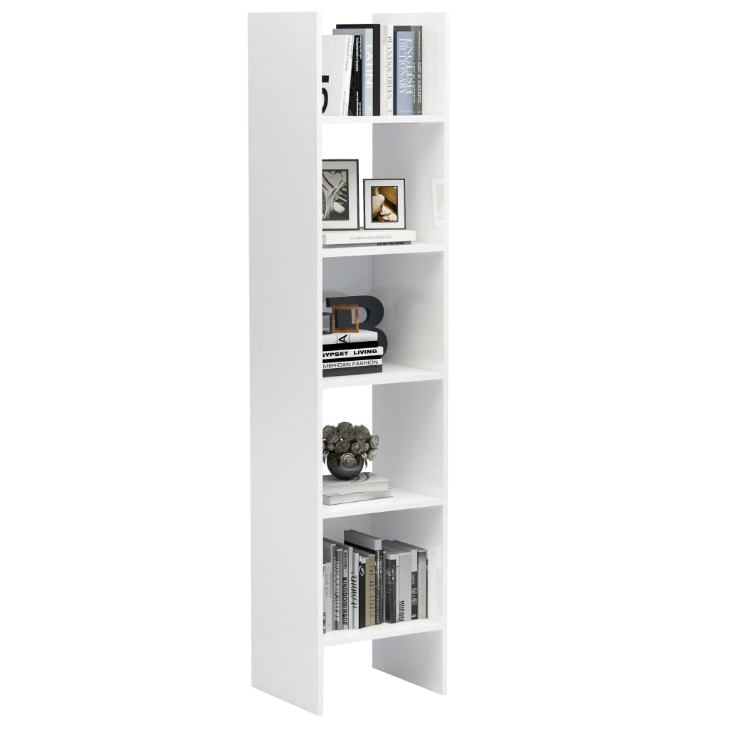 Book Cabinet High Gloss White 40x35x180 cm Engineered Wood