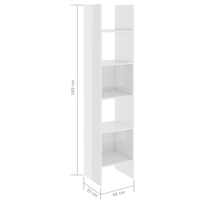 Book Cabinet High Gloss White 40x35x180 cm Engineered Wood