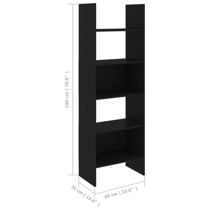 Book Cabinet Black 60x35x180 cm Engineered Wood