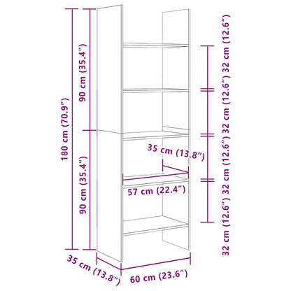 Book Cabinet Concrete Grey 60x35x180 cm Engineered Wood