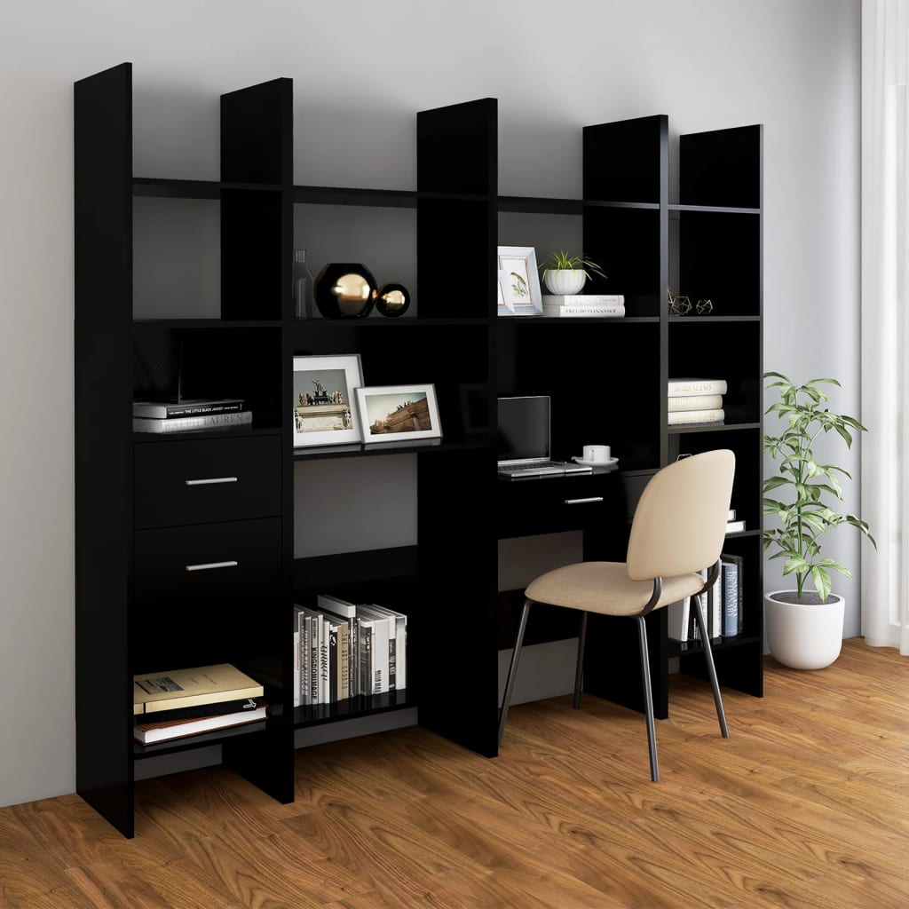 Book Cabinet Black 40x35x180 cm Engineered Wood