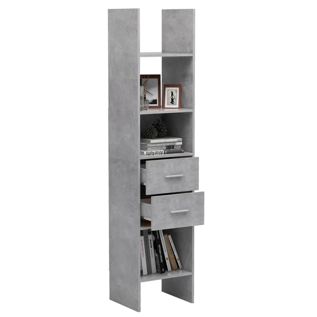 Book Cabinet Concrete Grey 40x35x180 cm Engineered Wood