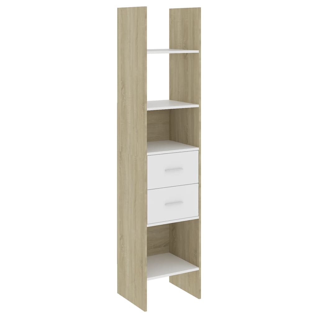 Book Cabinet White and Sonoma Oak 40x35x180 cm Engineered Wood