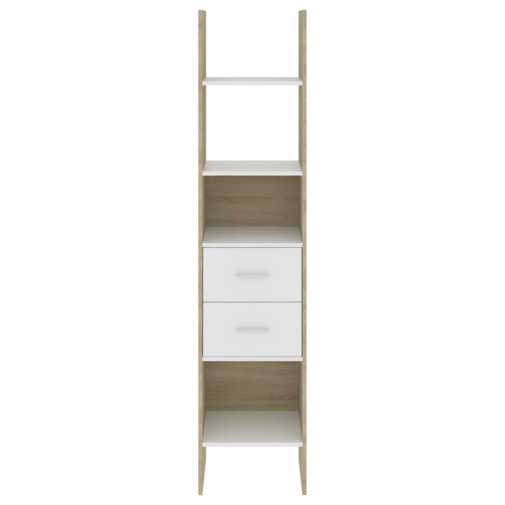 Book Cabinet White and Sonoma Oak 40x35x180 cm Engineered Wood