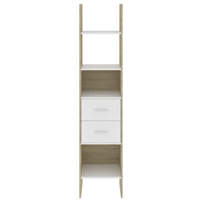 Book Cabinet White and Sonoma Oak 40x35x180 cm Engineered Wood