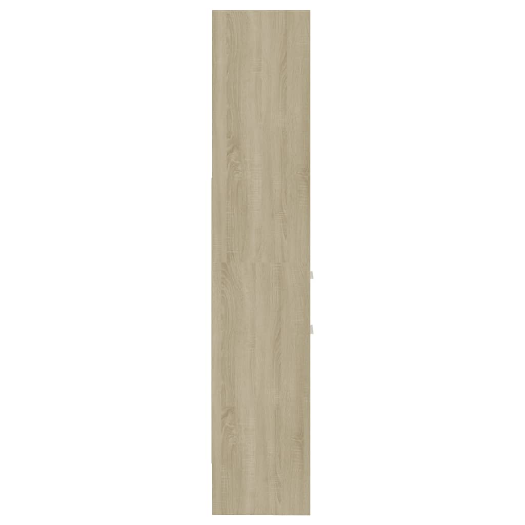 Book Cabinet White and Sonoma Oak 40x35x180 cm Engineered Wood