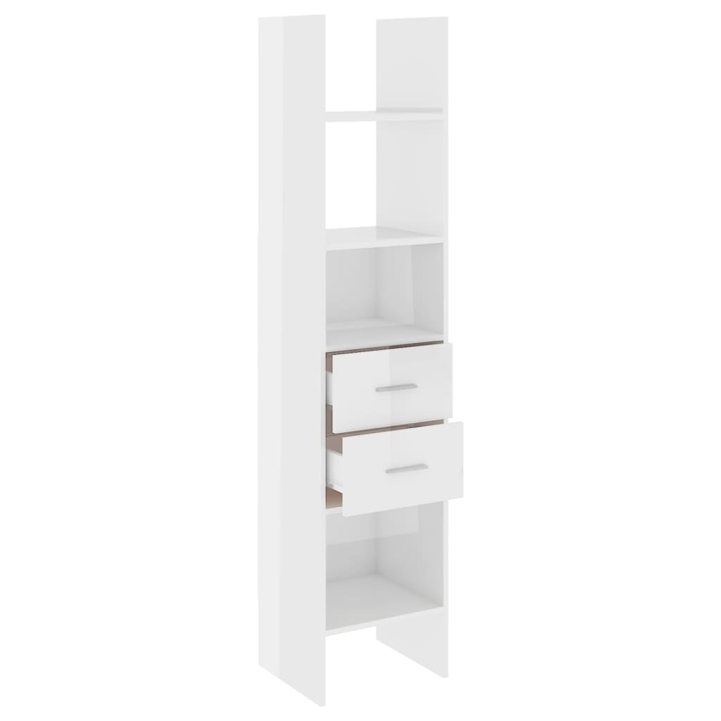 Book Cabinet High Gloss White 40x35x180 cm Engineered Wood