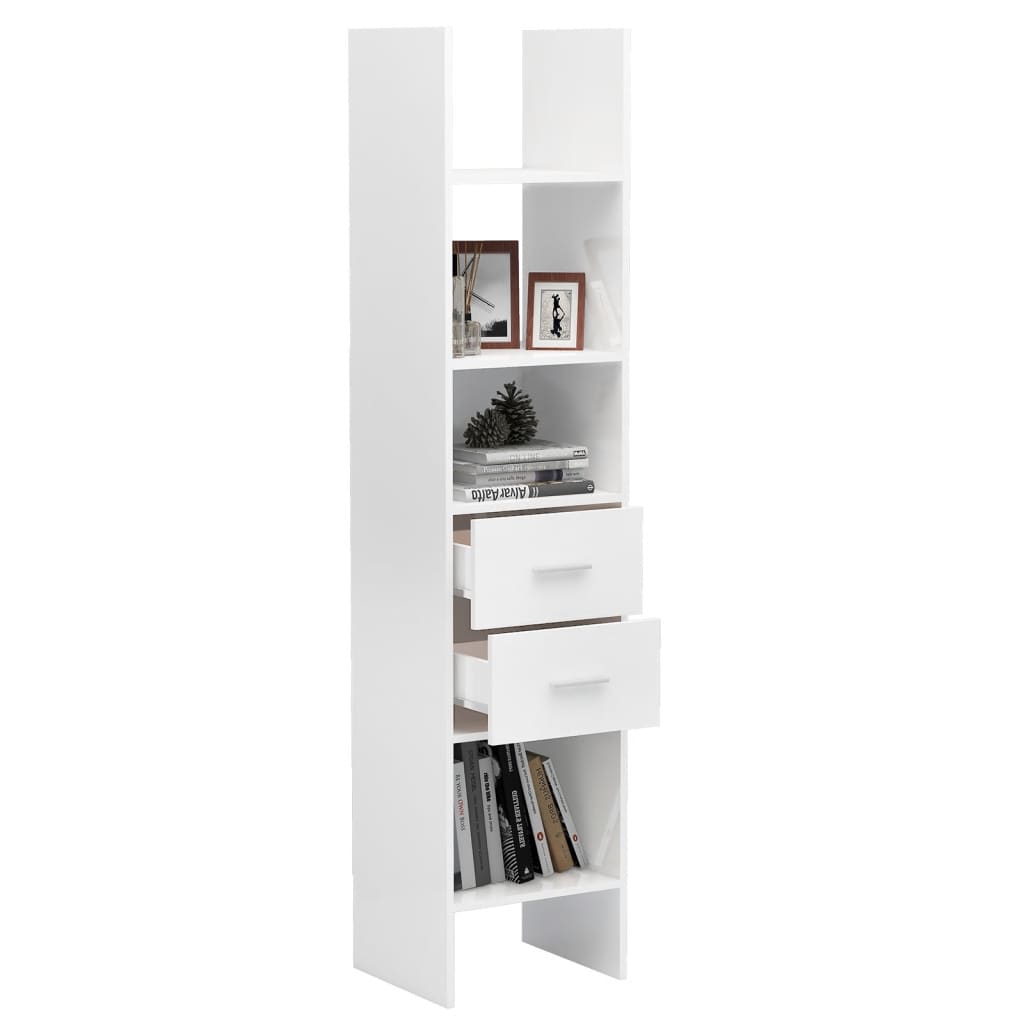 Book Cabinet High Gloss White 40x35x180 cm Engineered Wood