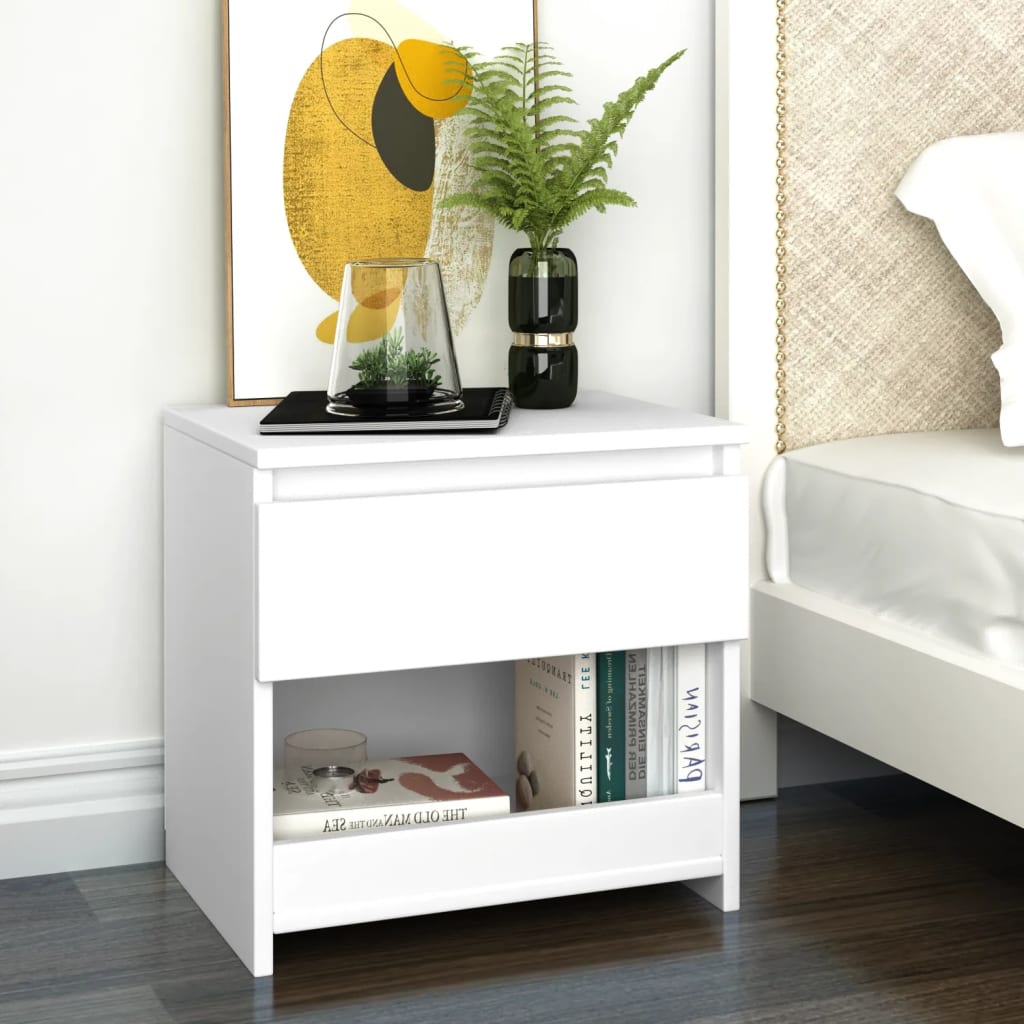 Bedside Cabinet White 40x30x39 cm Engineered Wood