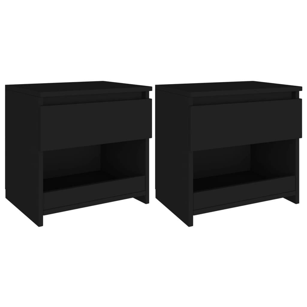 Bedside Cabinets 2 pcs Black 40x30x39 cm Engineered Wood