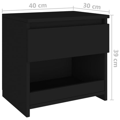 Bedside Cabinets 2 pcs Black 40x30x39 cm Engineered Wood