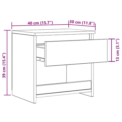 Bedside Cabinet Concrete Grey 40x30x39 cm Engineered Wood