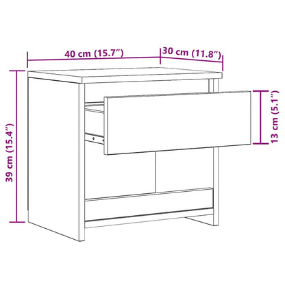 Bedside Cabinet High Gloss White 40x30x39 cm Engineered Wood