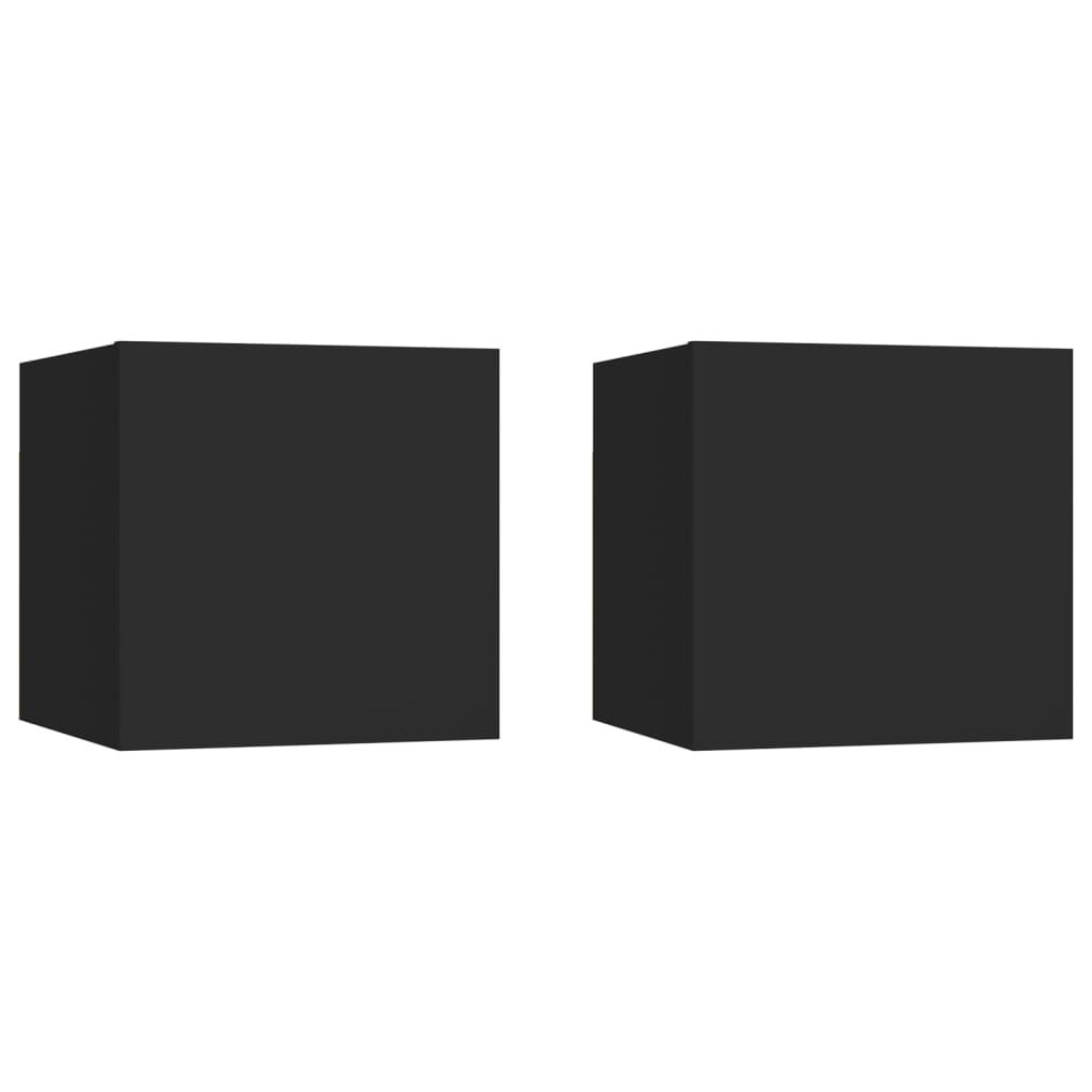 Wall Mounted TV Cabinets 2 pcs Black 30.5x30x30 cm