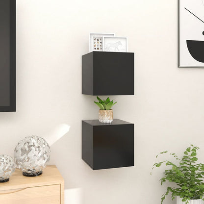 Wall Mounted TV Cabinets 2 pcs Black 30.5x30x30 cm