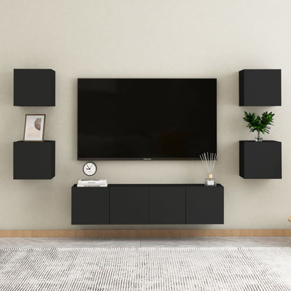 Wall Mounted TV Cabinets 2 pcs Black 30.5x30x30 cm