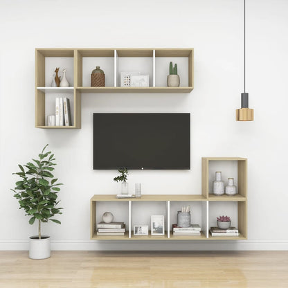 Wall-mounted TV Cabinet Sonoma Oak and White 37x37x107 cm Engineered Wood