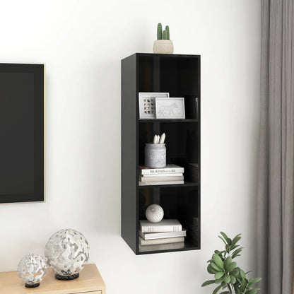 Wall-mounted TV Cabinet High Gloss Black 37x37x107 cm Engineered Wood