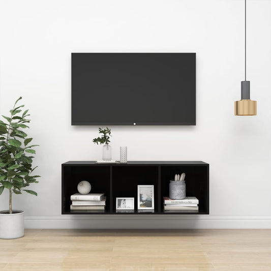 Wall-mounted TV Cabinet High Gloss Black 37x37x107 cm Engineered Wood