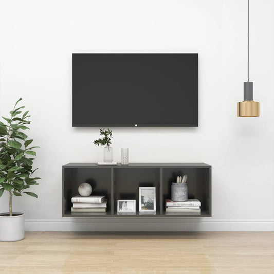 Wall-mounted TV Cabinet High Gloss Grey 37x37x107 cm Engineered Wood