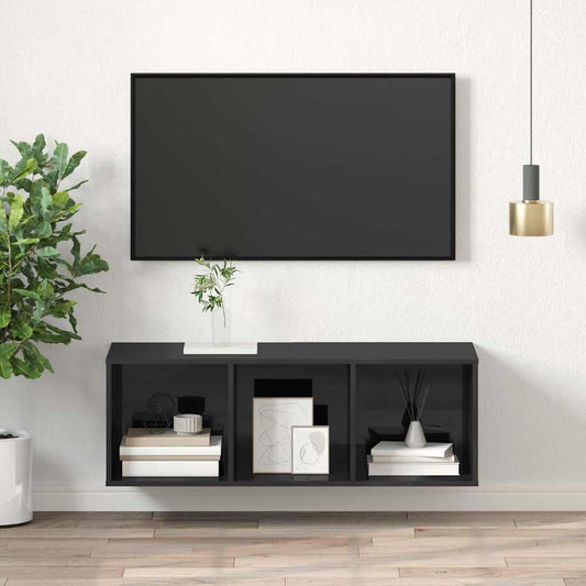 Wall-mounted TV Cabinet High Gloss Grey 37x37x107 cm Engineered Wood