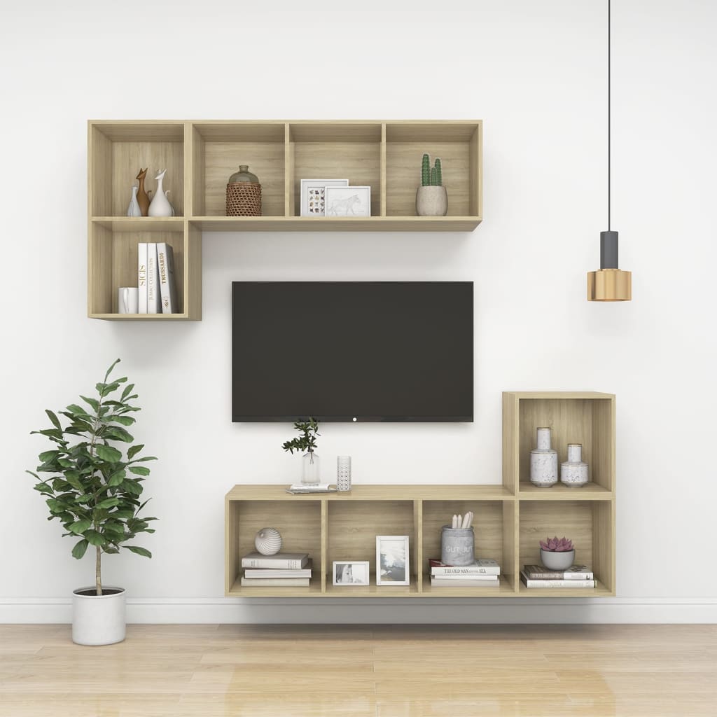 Wall-mounted TV Cabinet Sonoma Oak 37x37x142.5 cm Engineered Wood