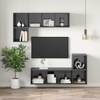 Wall-mounted TV Cabinet High Gloss Grey 37x37x142.5 cm Engineered Wood