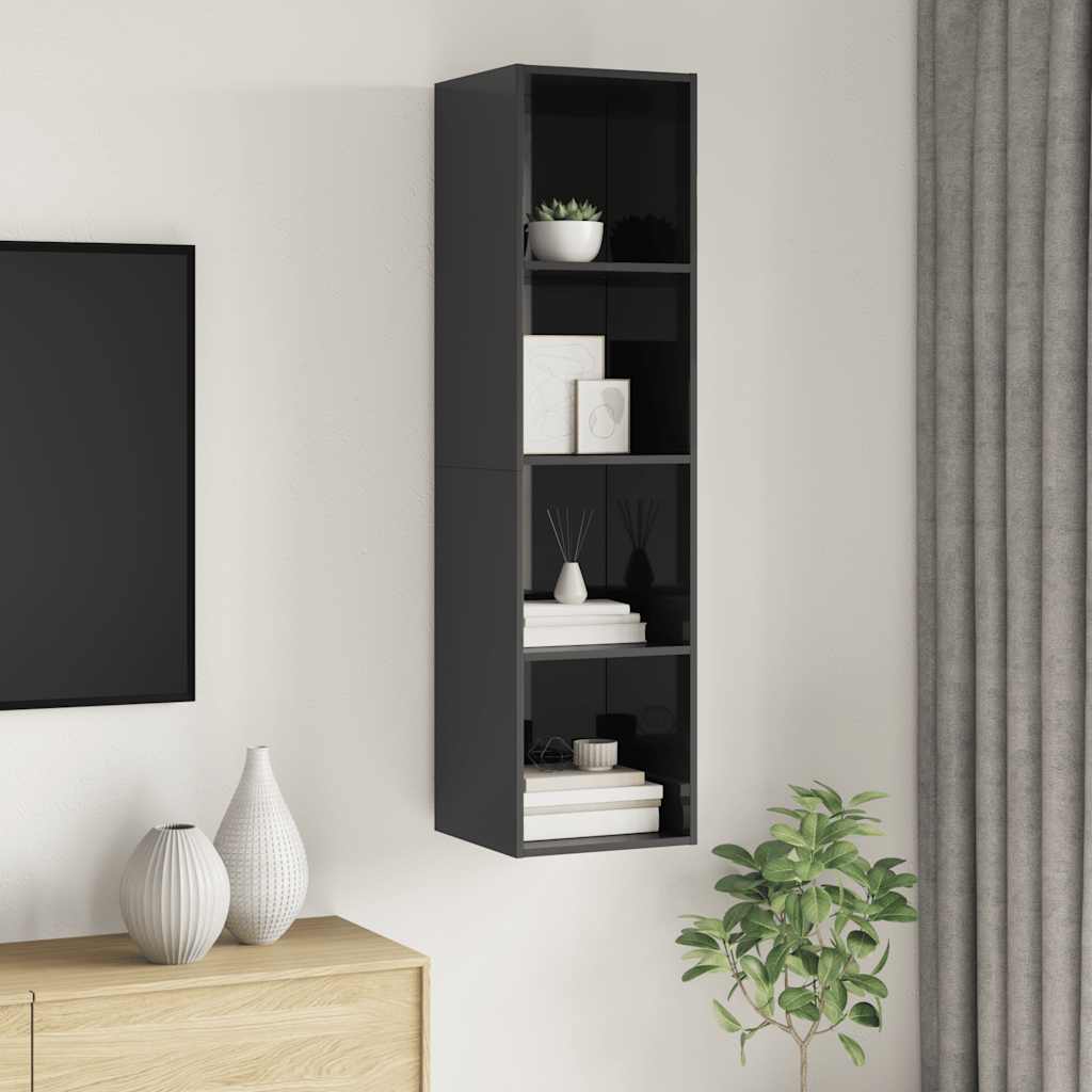 Wall-mounted TV Cabinet High Gloss Grey 37x37x142.5 cm Engineered Wood