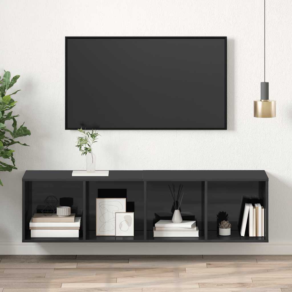 Wall-mounted TV Cabinet High Gloss Grey 37x37x142.5 cm Engineered Wood