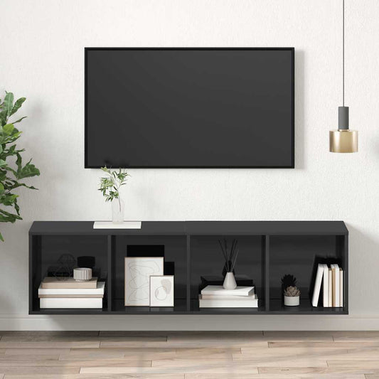 Wall-mounted TV Cabinet High Gloss Grey 37x37x142.5 cm Engineered Wood
