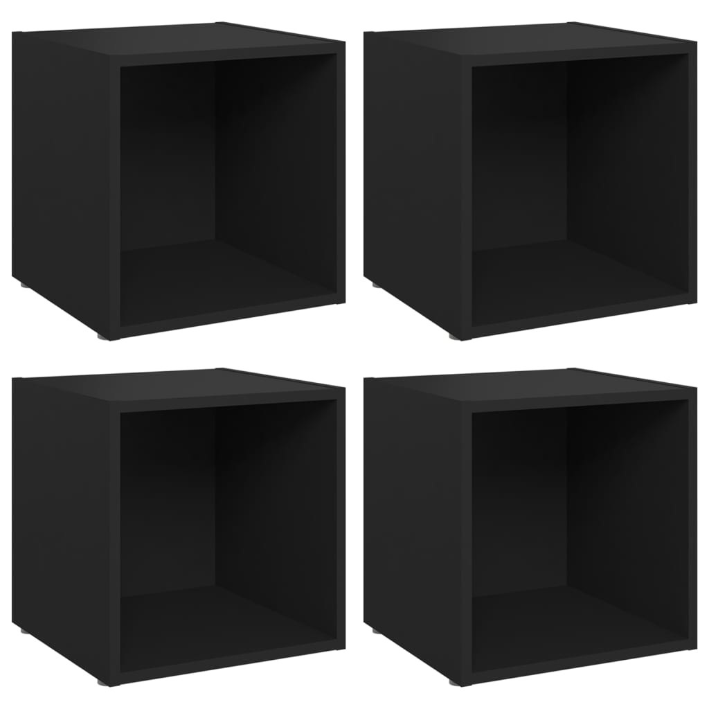 TV Cabinets 4 pcs Black 37x35x37 cm Engineered Wood