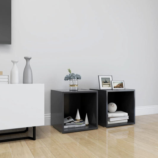 TV Cabinets 2 pcs Grey 37x35x37 cm Engineered Wood