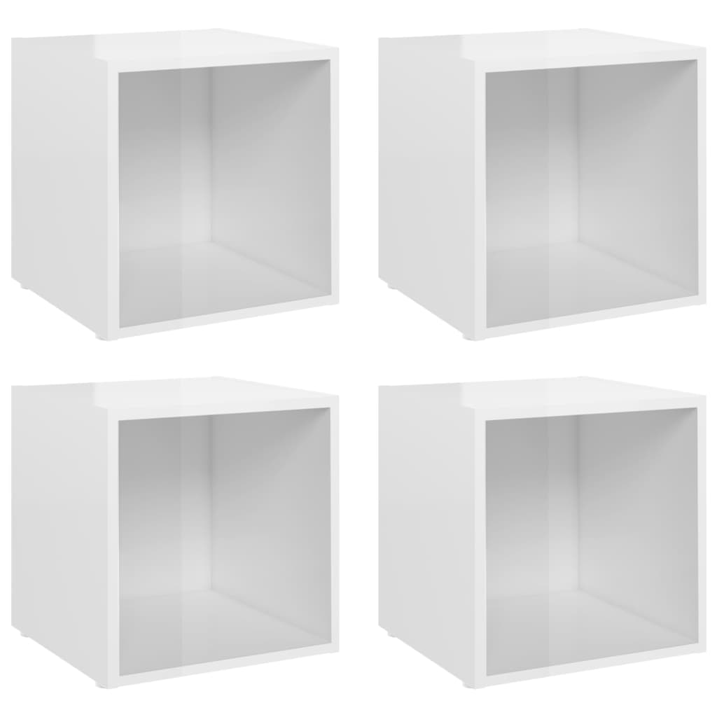 TV Cabinets 4 pcs High Gloss White 37x35x37 cm Engineered Wood