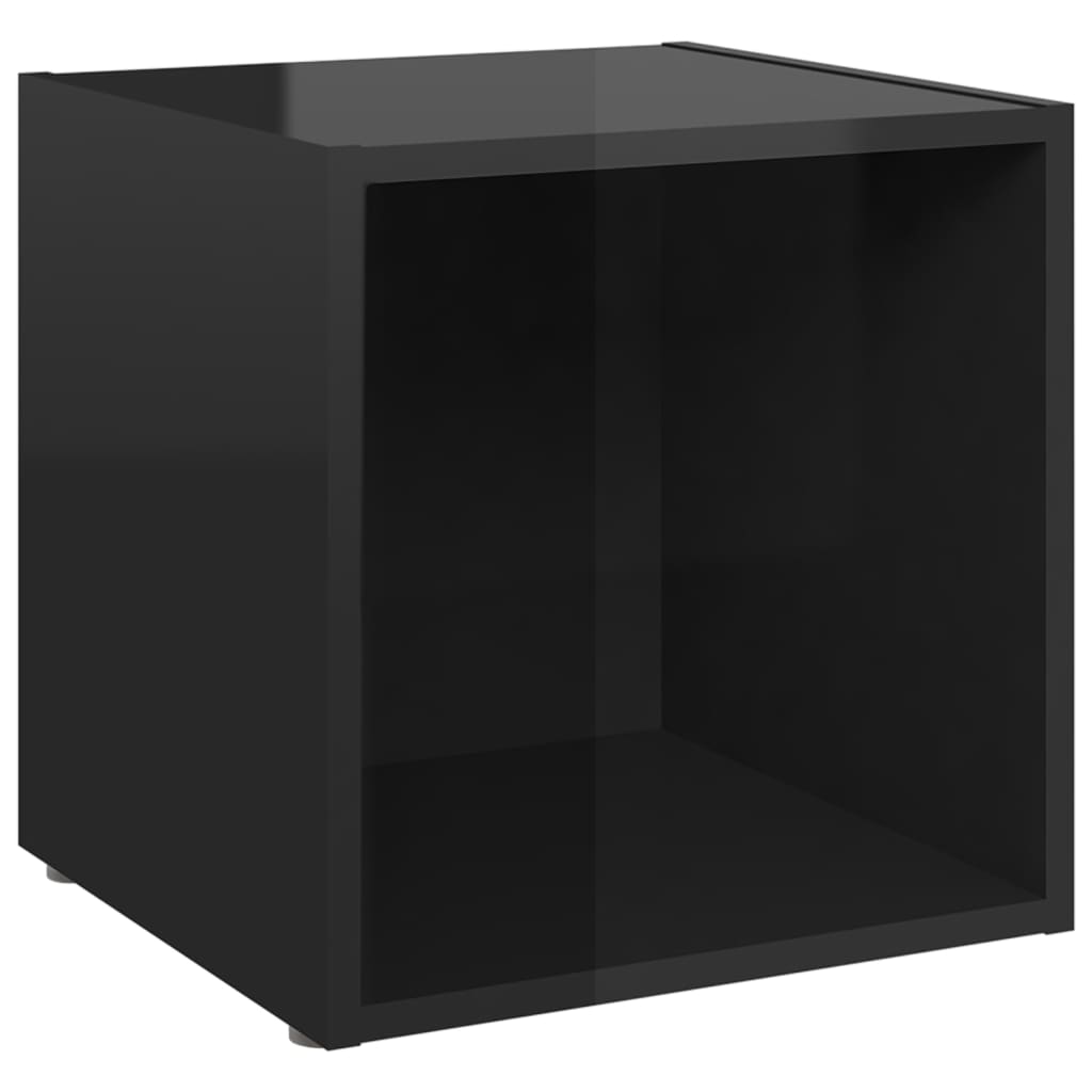 TV Cabinets 2 pcs High Gloss Black 37x35x37 cm Engineered Wood