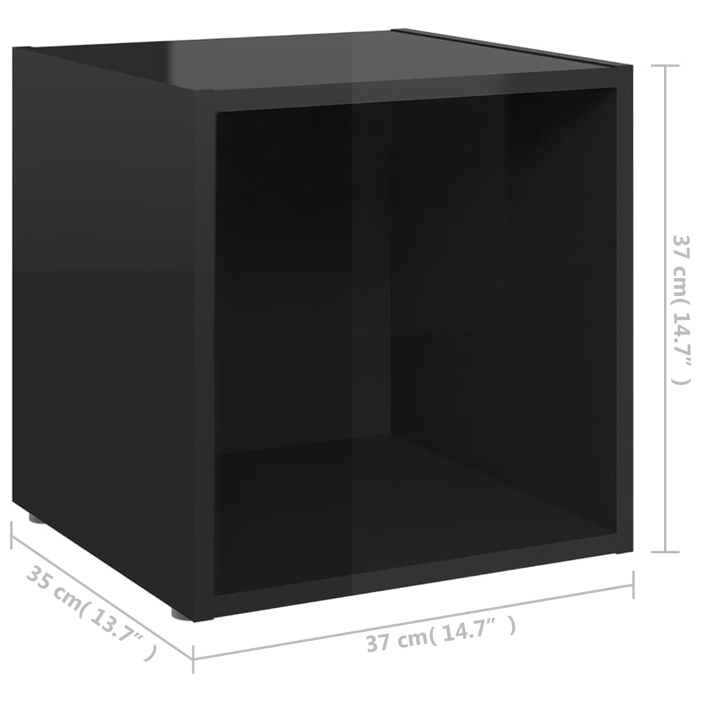 TV Cabinets 2 pcs High Gloss Black 37x35x37 cm Engineered Wood