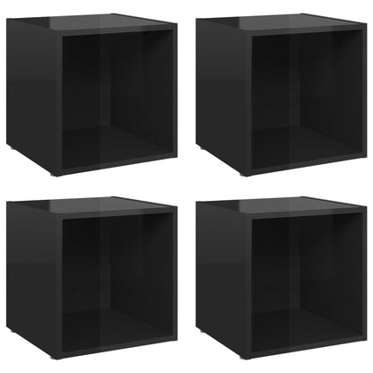 TV Cabinets 4 pcs High Gloss Black 37x35x37 cm Engineered Wood