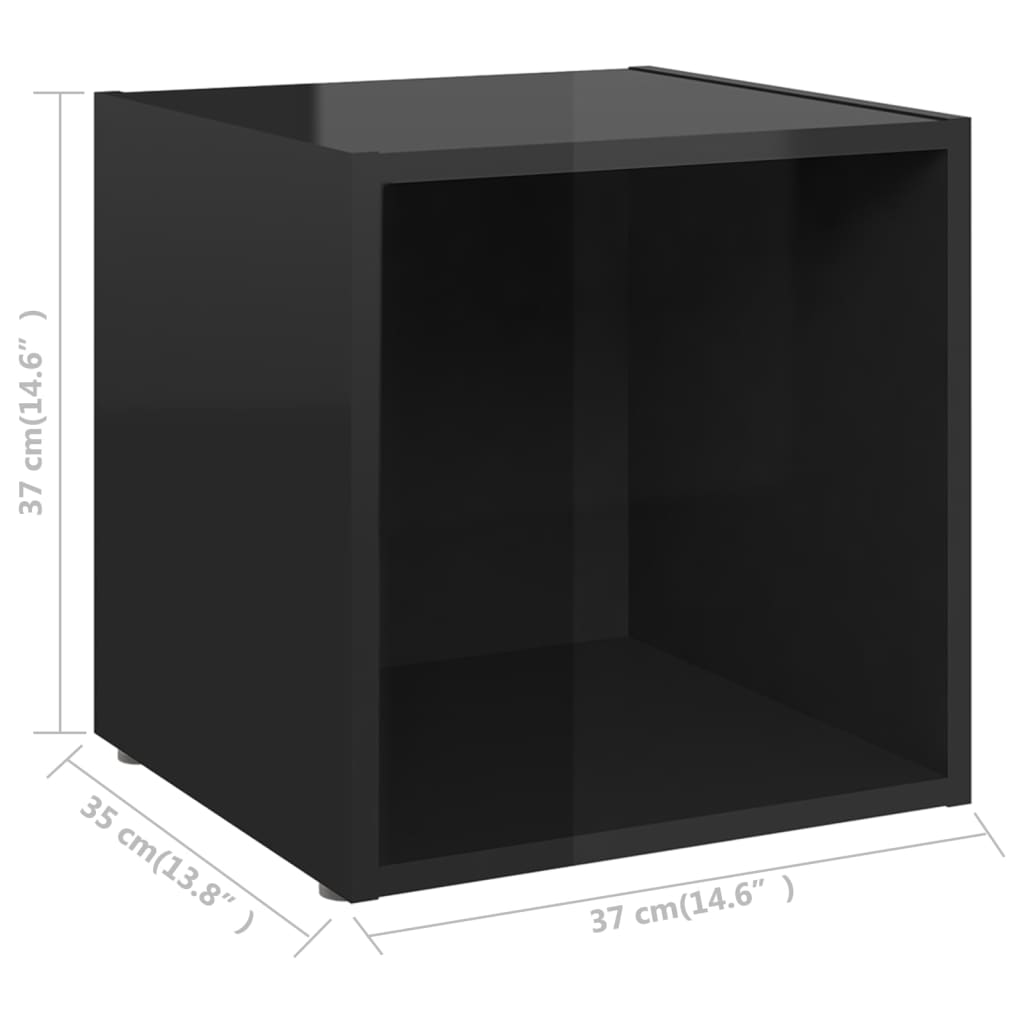 TV Cabinets 4 pcs High Gloss Black 37x35x37 cm Engineered Wood