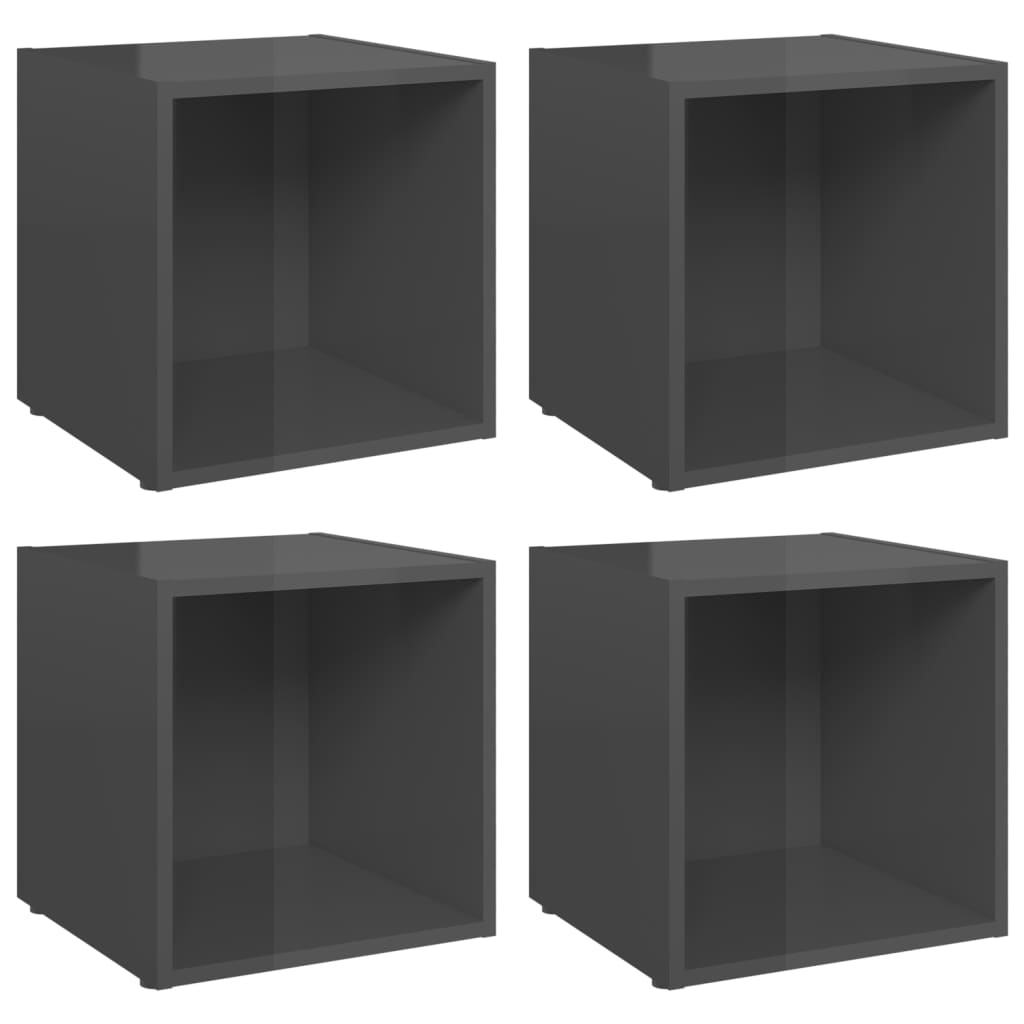 TV Cabinets 4 pcs High Gloss Grey 37x35x37 cm Engineered Wood