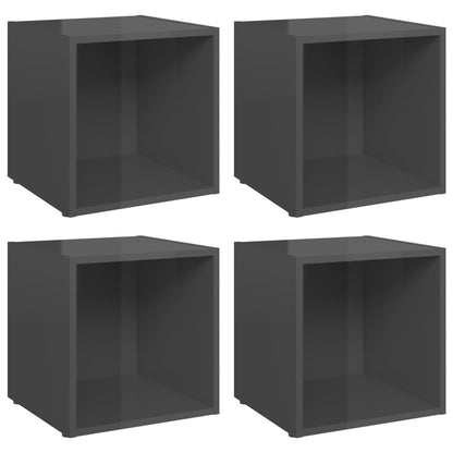 TV Cabinets 4 pcs High Gloss Grey 37x35x37 cm Engineered Wood