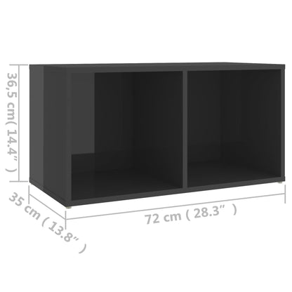 TV Cabinet High Gloss Grey 72x35x36.5 cm Engineered Wood