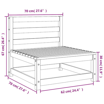 Garden Middle Sofa White Solid Wood Pine