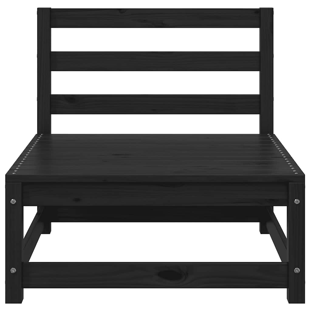 Garden Middle Sofas 3 pcs Black Solid Wood Pine