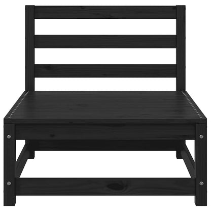 Garden Middle Sofas 3 pcs Black Solid Wood Pine