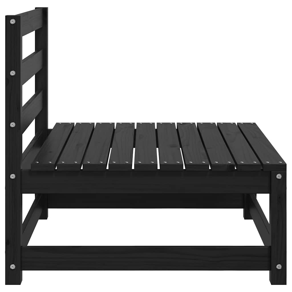 Garden Middle Sofas 3 pcs Black Solid Wood Pine